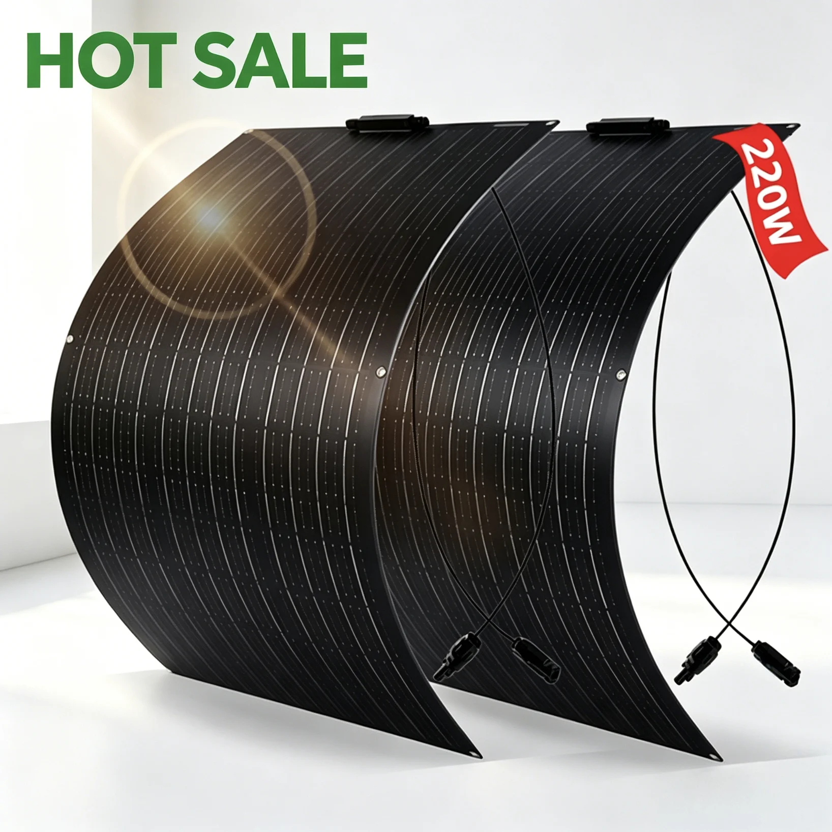 Pannello Solare Flessibile 110W 18V, Cella Solare Monocristallina con Film ETFE, Kit 1000W per Ricarica Batteria 12V, Camper, Barca, Campeggio