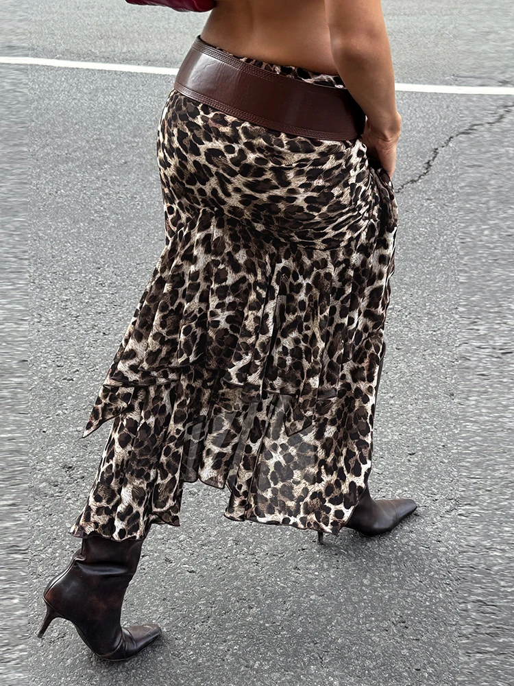 Weird Puss High Street Style Lange Röcke für Damen, Leopardenmuster, niedrige Taille, unregelmäßiger Faltenabschluss, heiße Mädchen, sexy Mode, klassischer Unterteil – Detail 18