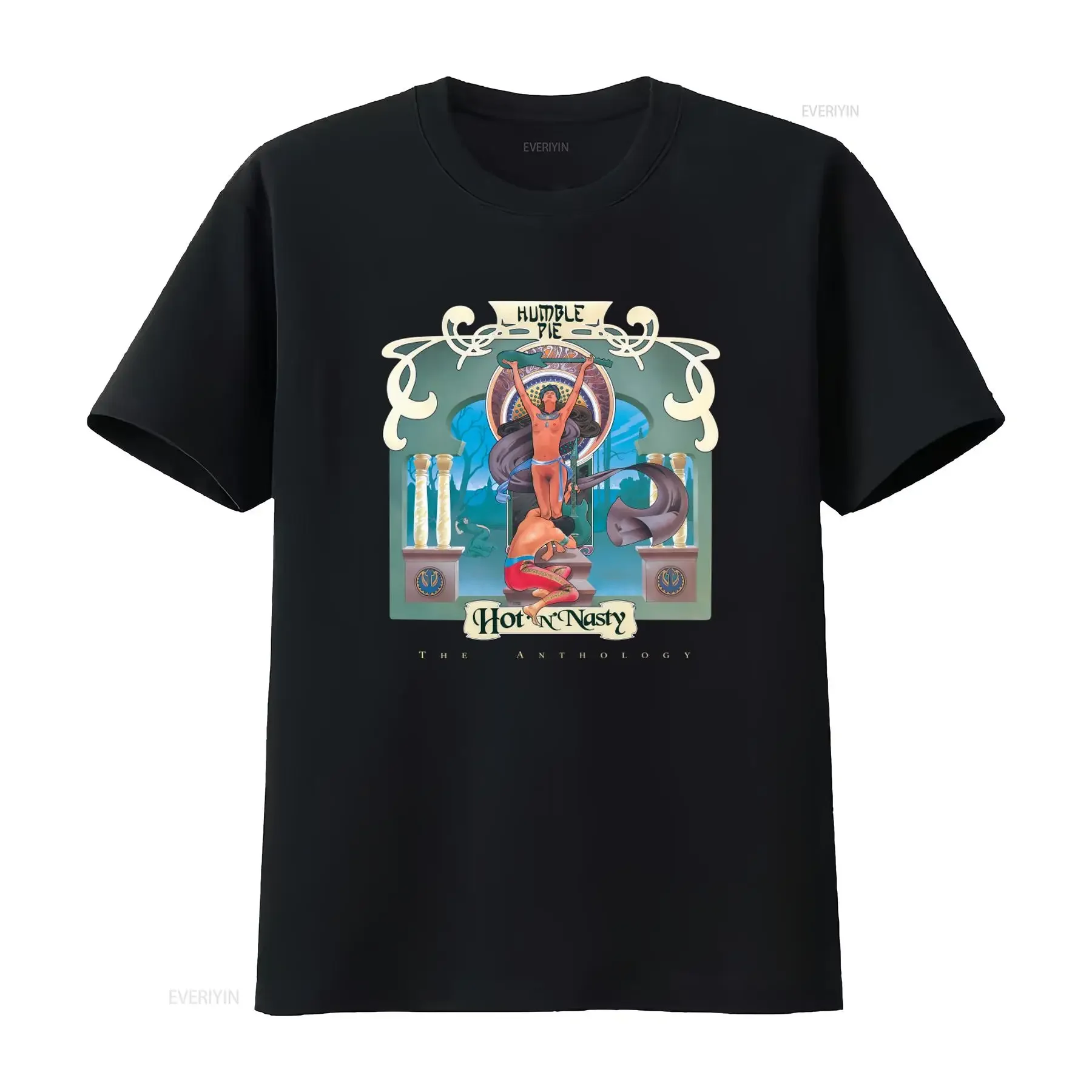 Cotton T Shirt Humble Pie Hot N Nasty Album Art Print Rock Band Tribute Steve Marriott Design vintage Washed Slightly homme