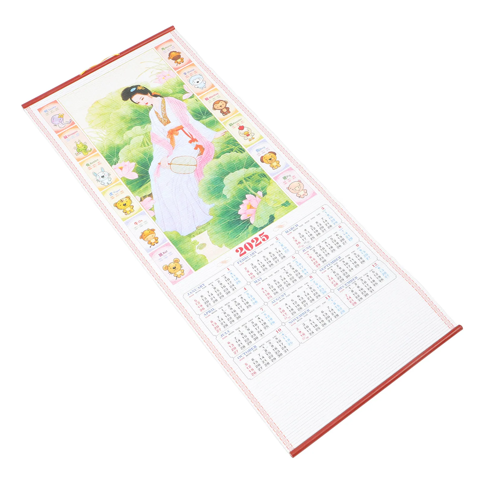 2025 Chinese Lunar Wall Calendar Traditional Style Thick Paper Yearly Planner with Festival Dates