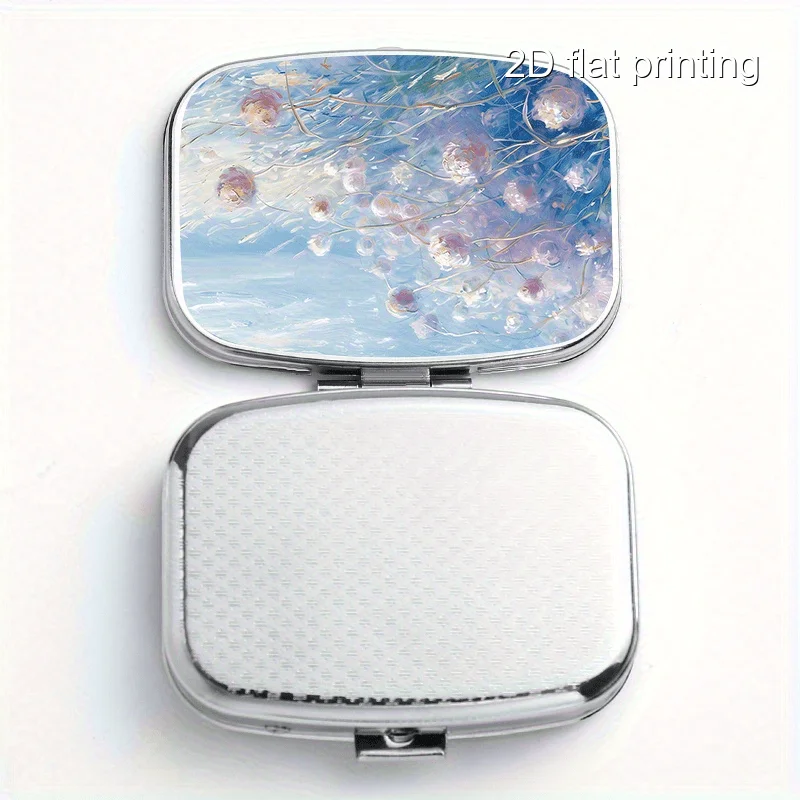 Square Small Box with Random Dandelion Pattern Print, 2-Compartment Metal Box, Portable Small Box with Compartments, Portable Small Box for Wallets or Money, Decorative Metal Small Vitamin Storage Box, Suitable for Travel, Camping, Unique Gift