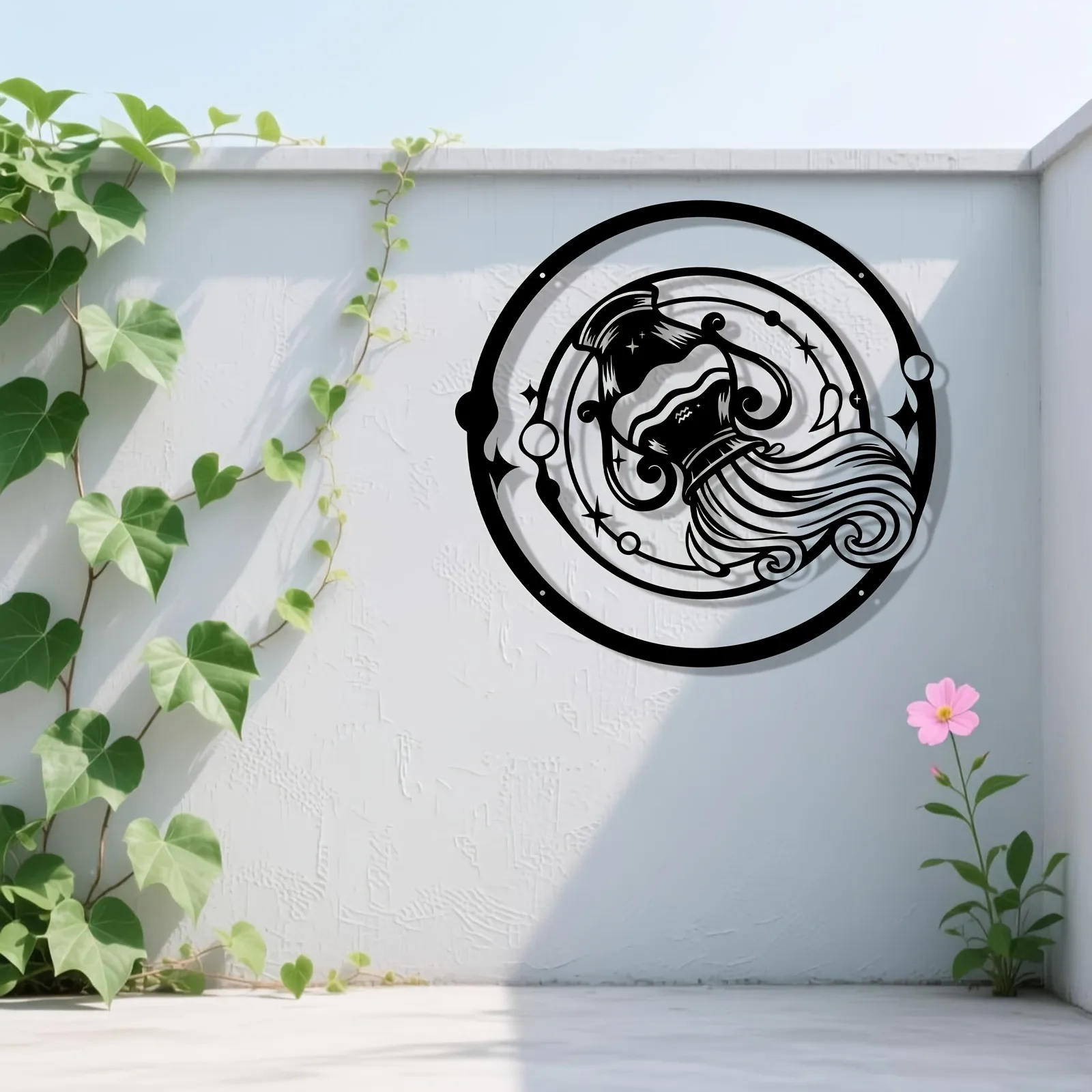 CIFBUY Metal Wall Art Aquarius Constellation Forged Iron Ornament For Home Bedroom Garden Hanging Decor Display