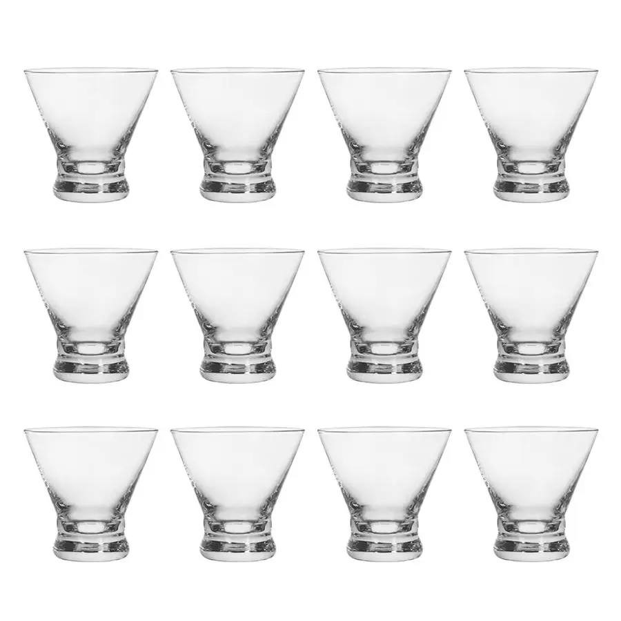 

of 12 Martini Glasses 8Ounce Cinched Design Cocktail Glasses with Heavy Base, Stemless Construction for Stability Sturdy and Ele