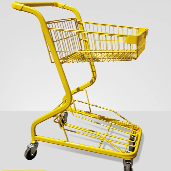 

Supermarket shopping cart household trolley double-deck minivan supermarket shopping trolley ktv beer trolley