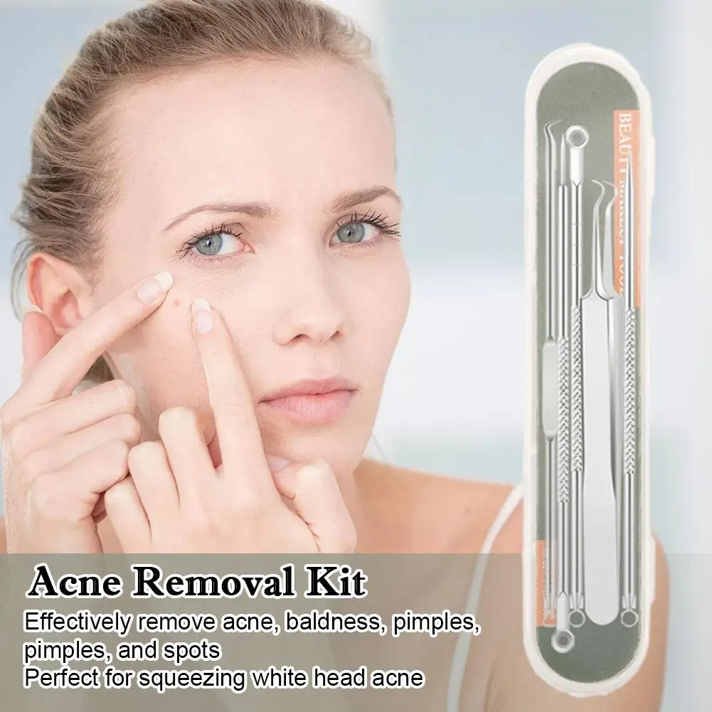 Clip de espinillas de aguja para acné, Kit de recolección y boca para salón de belleza, herramienta de acero para exprimir el acné, cerrado para quitar el Clip inoxidable, Acn I9L1