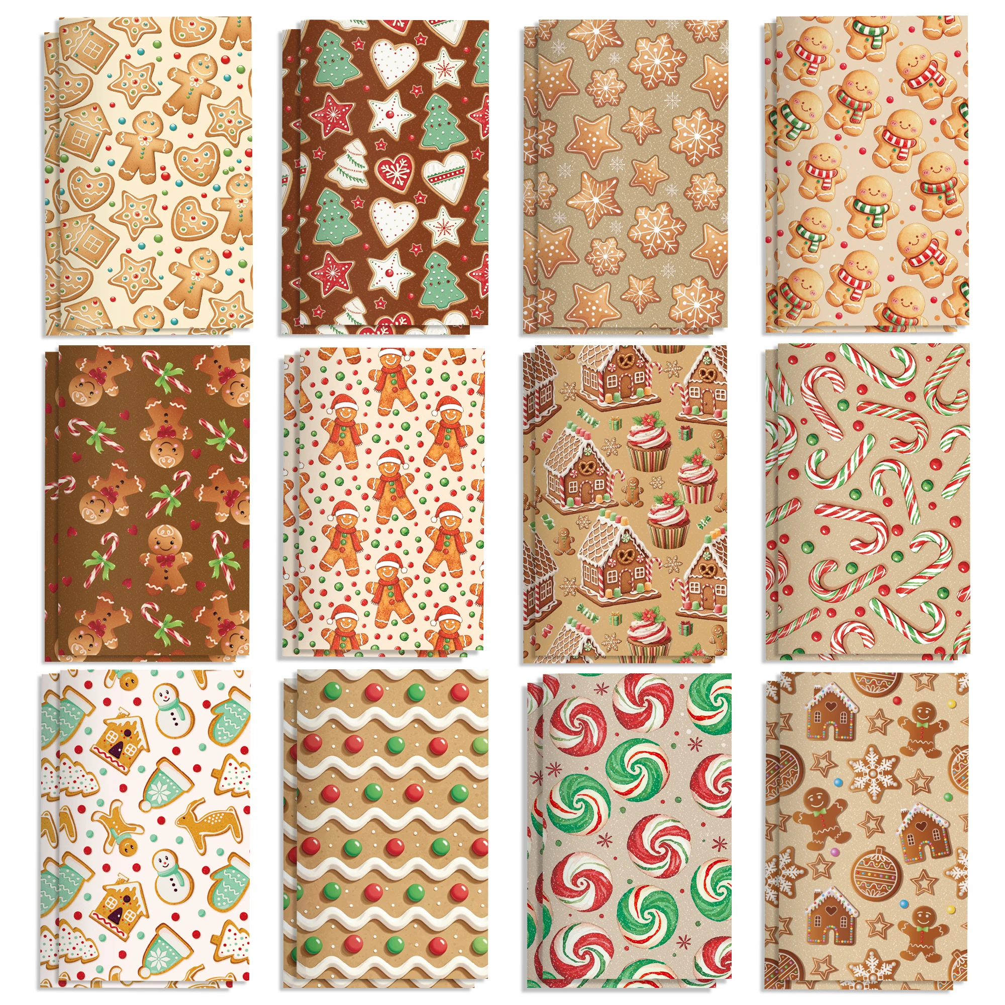 12/24/36pcs Christmas Gingerbread Man Winter Party Mini Notebooks Xmas Candy Pocket Notepads Small Journal Party School Supplies