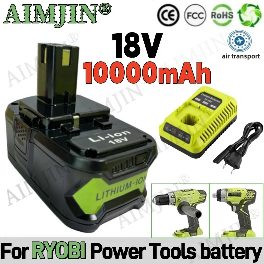 

NEW 18V 10.0Ah for RYOBI P108 batteria 18 Volt utensili elettrici agli ioni di litio P104 P107 RB18L50 RB18L20 P108+Charger