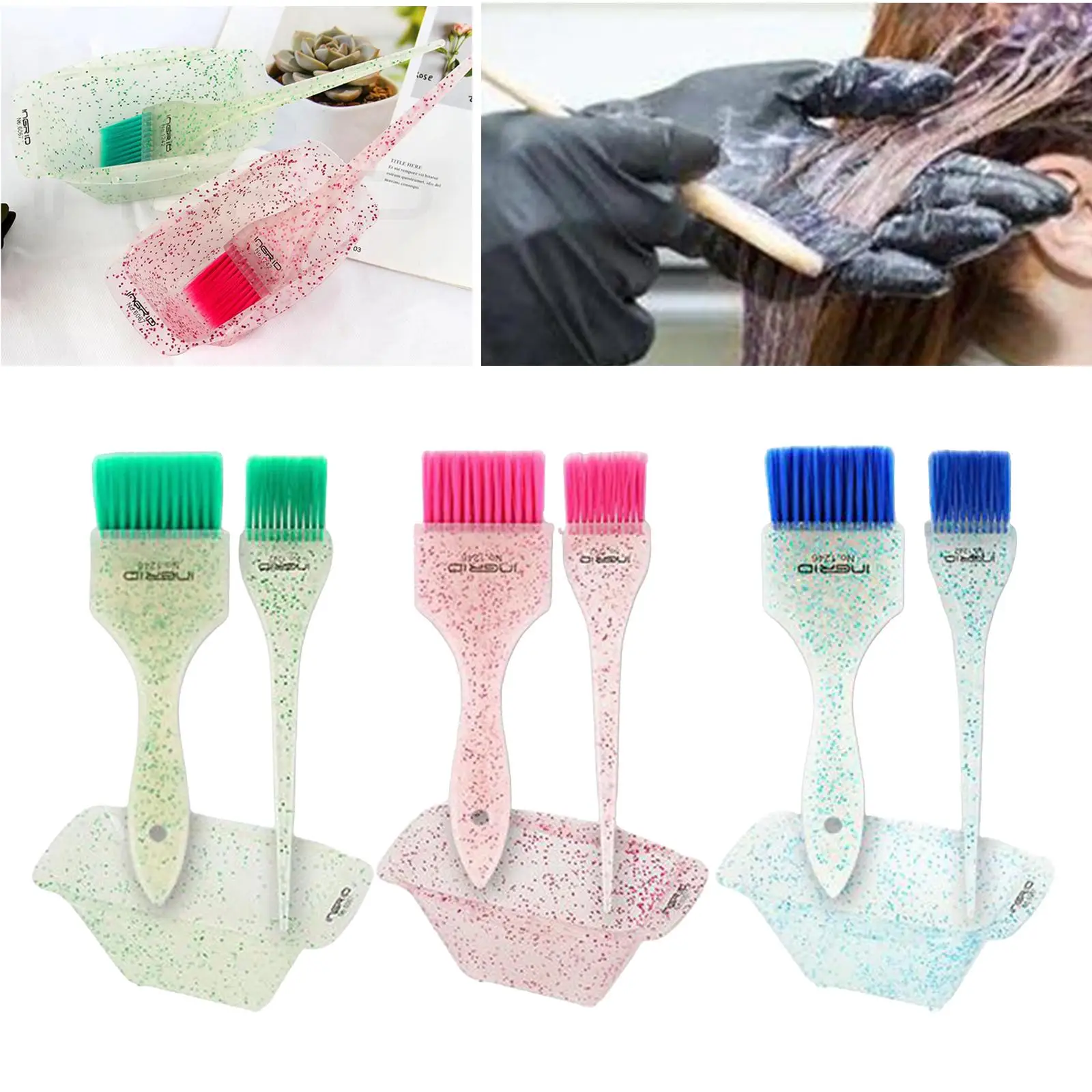 3 Piece Hair Dye Brush Bowl Professional Hair Dyeing Kit for Beauty Salon