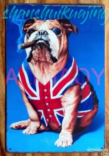 BULLDOG CIGAR Vintage Retro Metal Tin Wall Sign Plaque Man Cave Bar Pub British sign