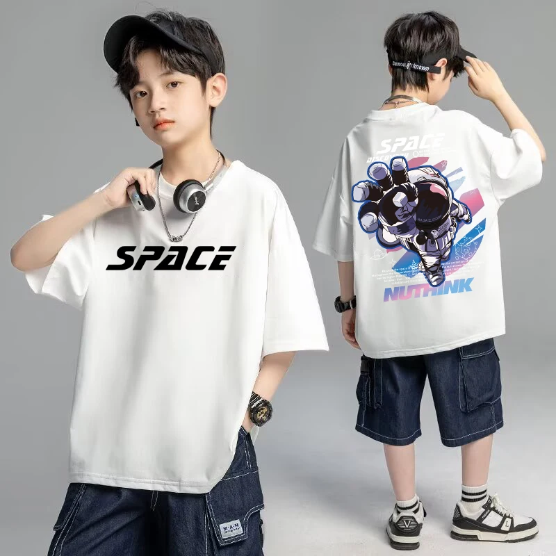 Summer Boy Cartoon T-shirt Children's Casual Pure Cotton Short Sleeved Shirt High Quality Loose Fit Sportswear Kids Clothing New