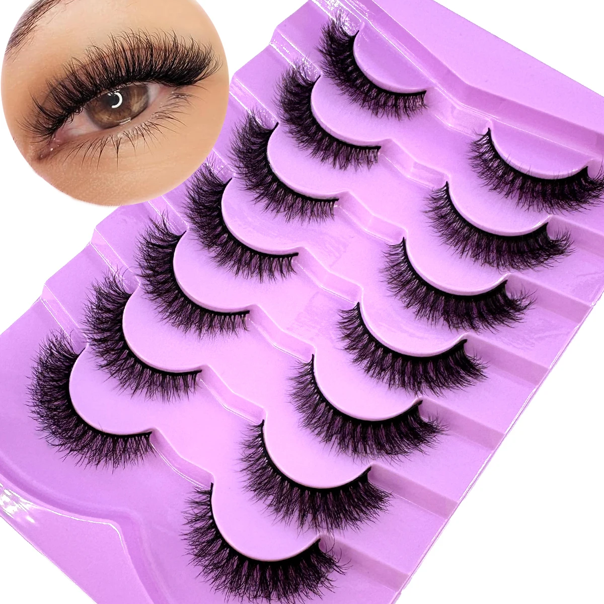 HBZGTLAD 7 ペアまつげメイクアップソフトふわふわ 3D フェイクミンクつけまつげナチュラル手作りボリュームミンクまつげメイクアップ偽まつげ