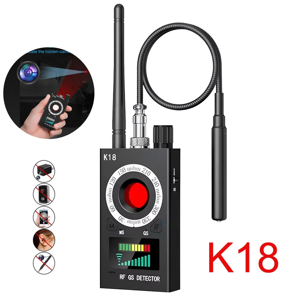 K18 Anti Candid Camera Detector Bug Gadgets Wiretapping Finder GPS Signal Lens RF Spy Tracker Detect Multi-function Anti Camera