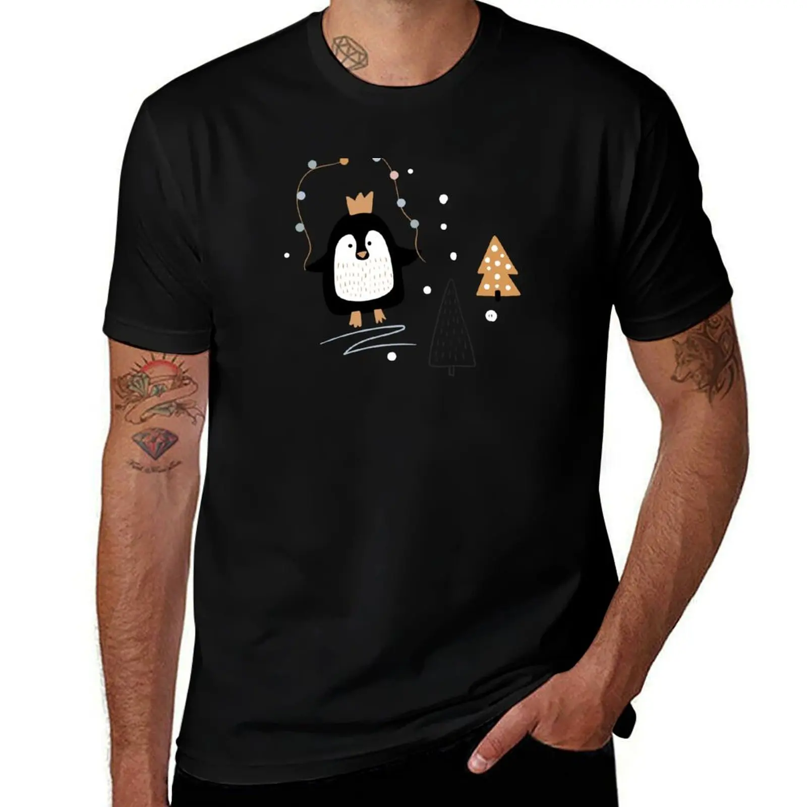 

Women Winter Christmas Cute Penguin and Christmas Trees T-Shirt T-Shirt Louboutins customs anime shirts men