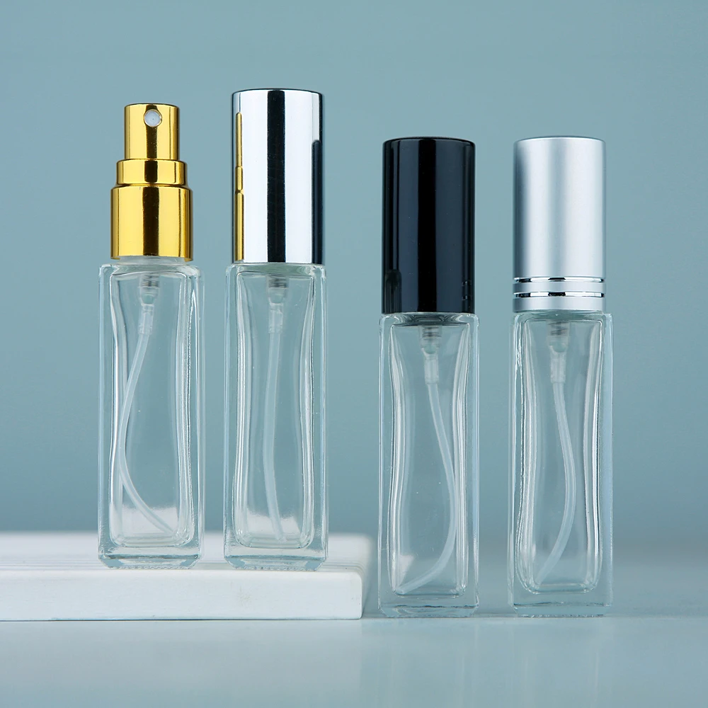 50 Stück/Lot 10ml Dickglas-Parfüm-Sprühflasche Hochwertige Nachfüllbare Quadratische Zerstäuber-Parfümflaschen – Detail 6
