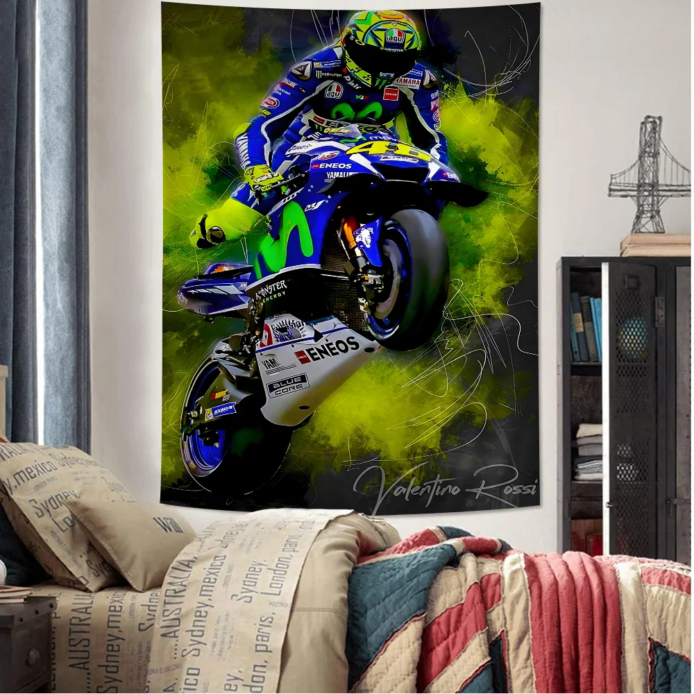 Watercolor Motorcycle Racer Valentino Rossies Printed Wall Tapestry Cheap Hippie Wall Hanging Bohemian Wall Tapestries Mandala