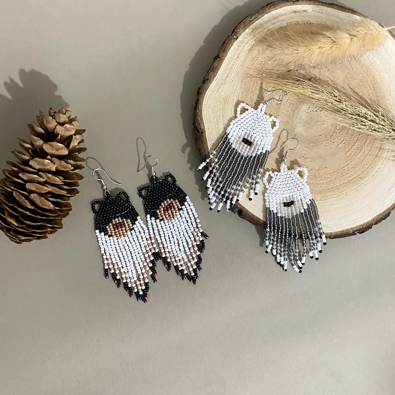 

Серьги из рисовых бусин, креативные кисточки, медведь, богемный узор, ручное плетение, сплав, женская мода, простые серьги из бисера