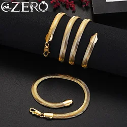 High quality 925 sterling silver plated 18K gold luxury 6MM snake bone Necklace bracelet Jewelry sets for Men Women fashion gift