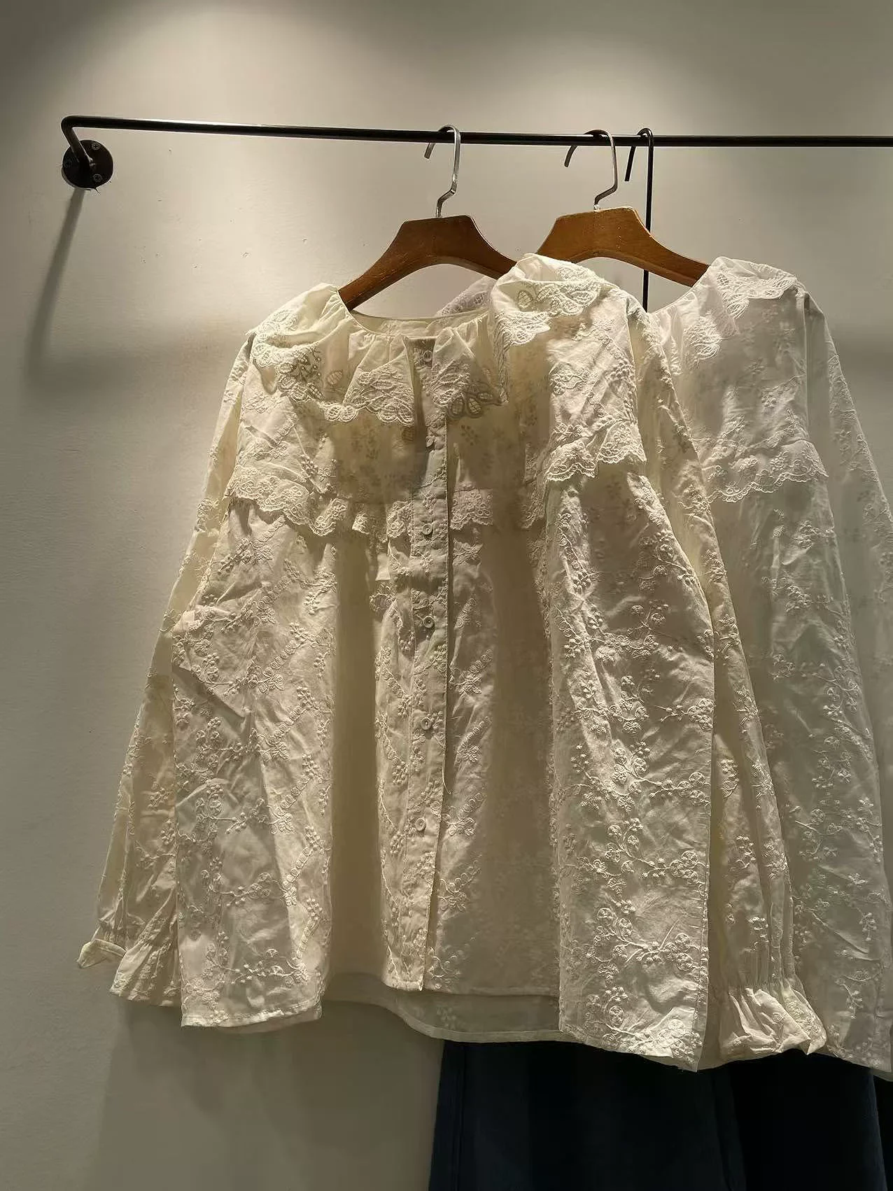 

2026 Sweet lolita clothing Japanese style lace collar embroidered shirts and blouses for women spring cotton cute clothes