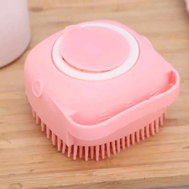 Pet Bath Brush Cleaning Bath Massage Brush Silicone Large Capacity Body Wash Storage Cats Dogs Cleaning Grooming Supplies