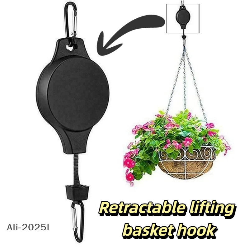 

Retractable lifting basket hook Pulley Plant Hanger Easy Reach Hanging Flower Basket For Garden Baskets Pots and Birds Feeder