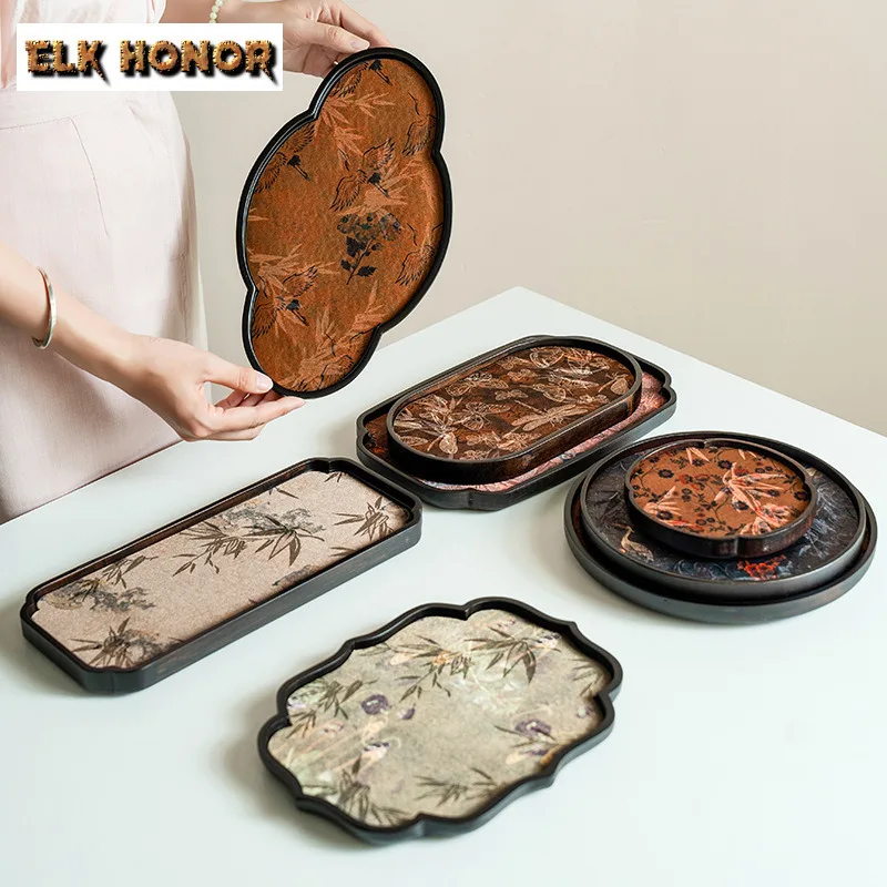 Chinese Style Tea Tray Household Heavy Bamboo Square Pot Base Tea Board Bowl Holder Dry Brewing Table Kung Fu Teaset Accessories