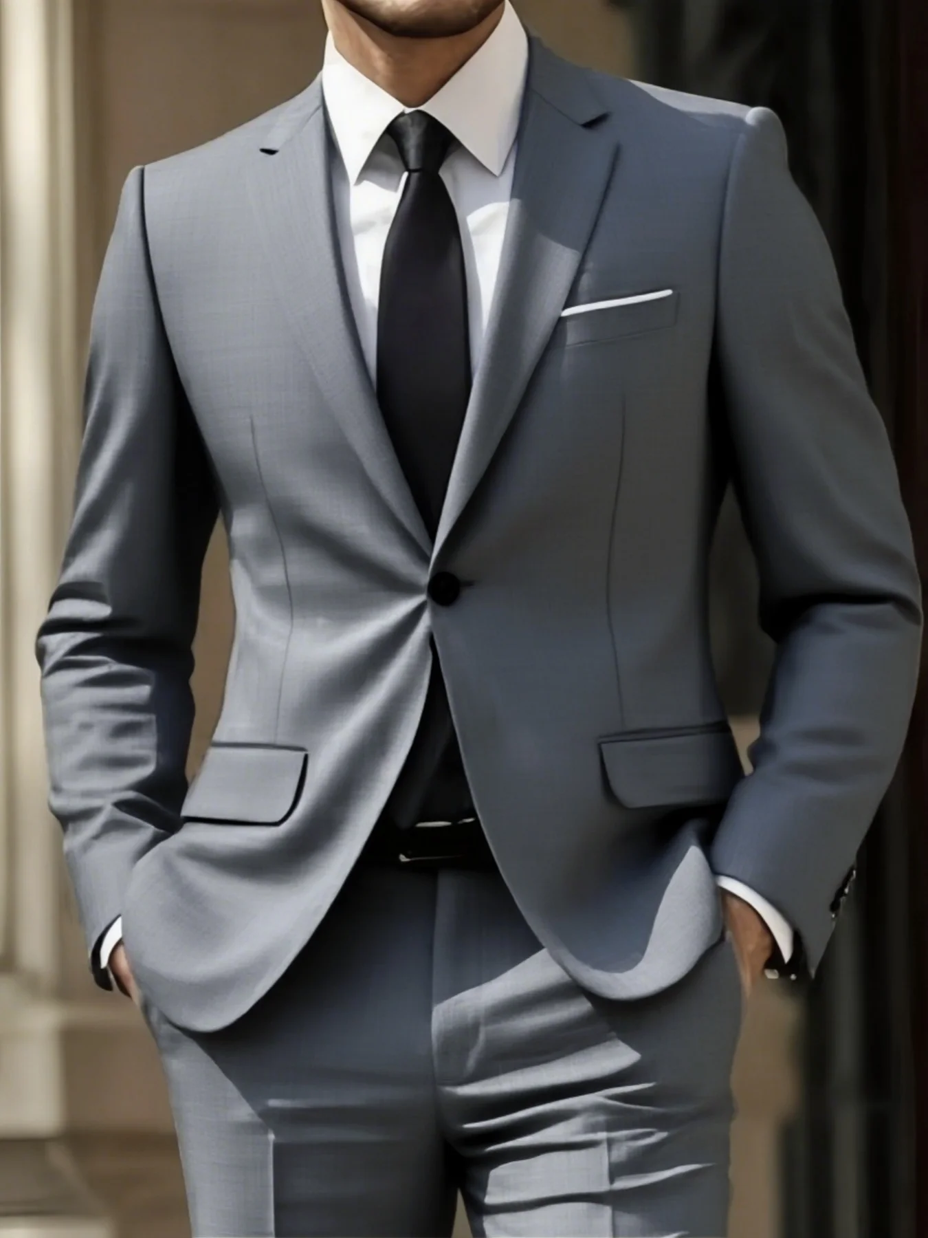 

2pcs Men's Wedding & Party Must-Have Suit Set, Slim Jacket & Trousers, Ideal for Groom And Prom