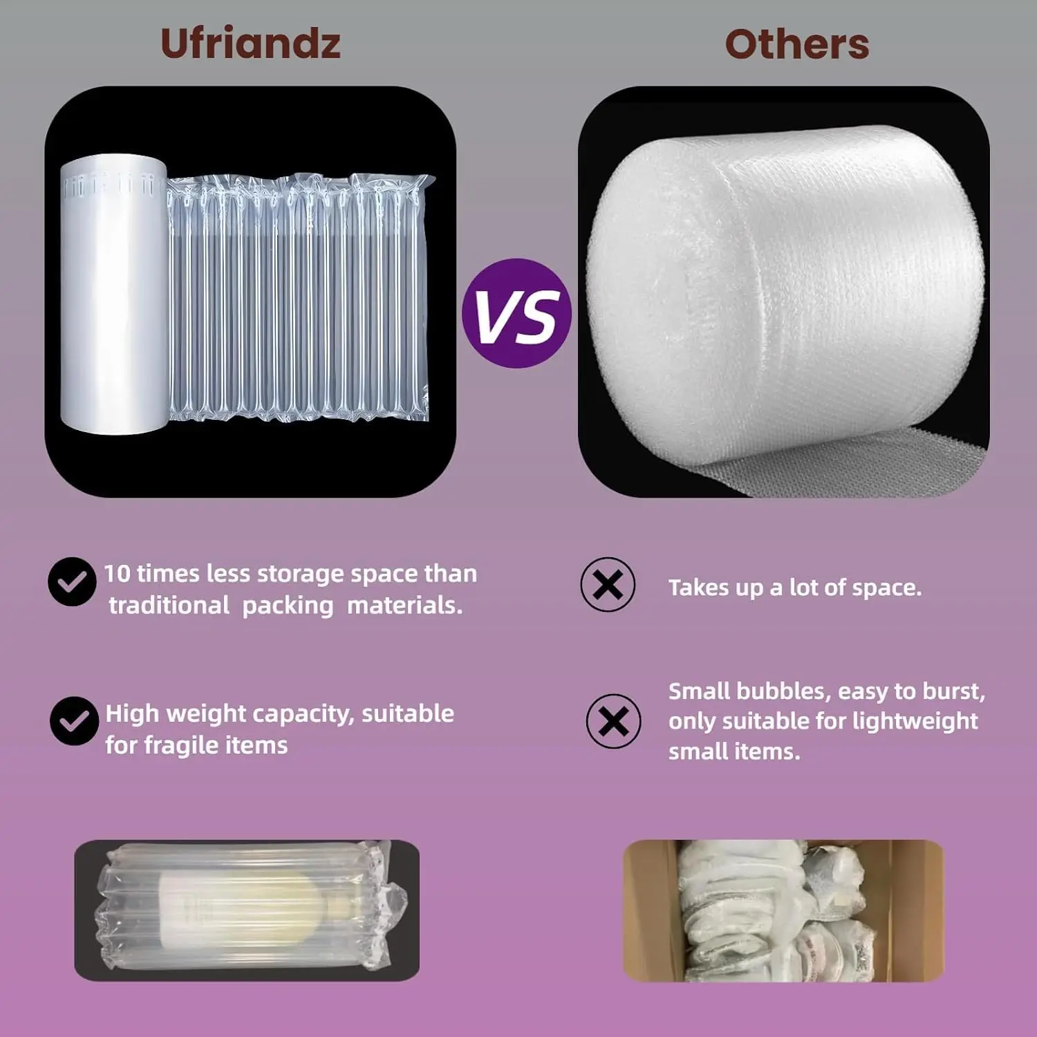 Large Bubble Cushioning Wrap 15.7" x 262 Ft Inflatable Air Pillow for Shipping Packing Moving Heavy Duty Eco-Friendly