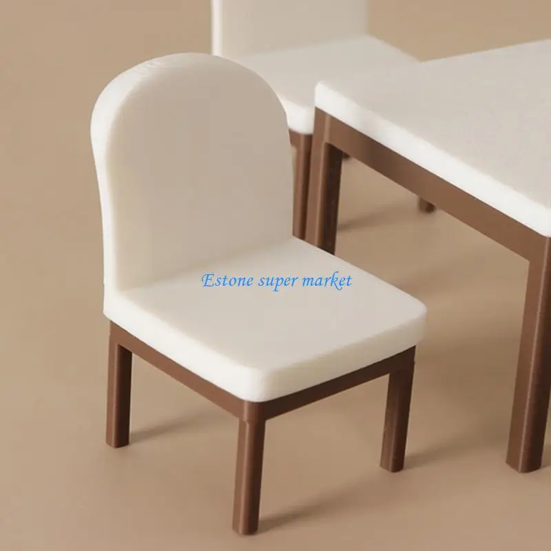 

090B Realistic Miniature Plastic Dining Table And Chairs Furniture For Dolls 1:12