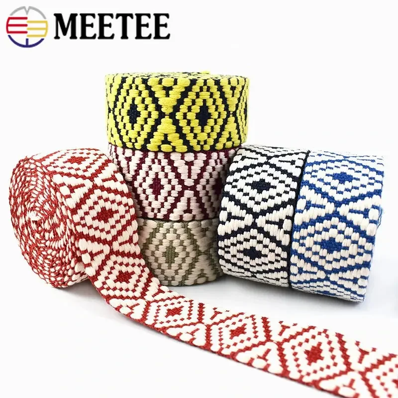 

5Meters 38mm Ethnic Polyester Jacquard Webbing Bag Strap Seat Belt Cotton Ribbon Clothes Backpack Bias Band DIY Sewing Accessory