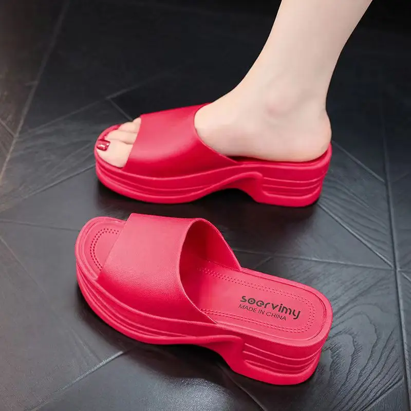 New Women's Summer One Word Elevator Slipper Soft Sole Non-Slip Home Slipper Outdoor Slipper Bathroom Slipper Modern Slippers