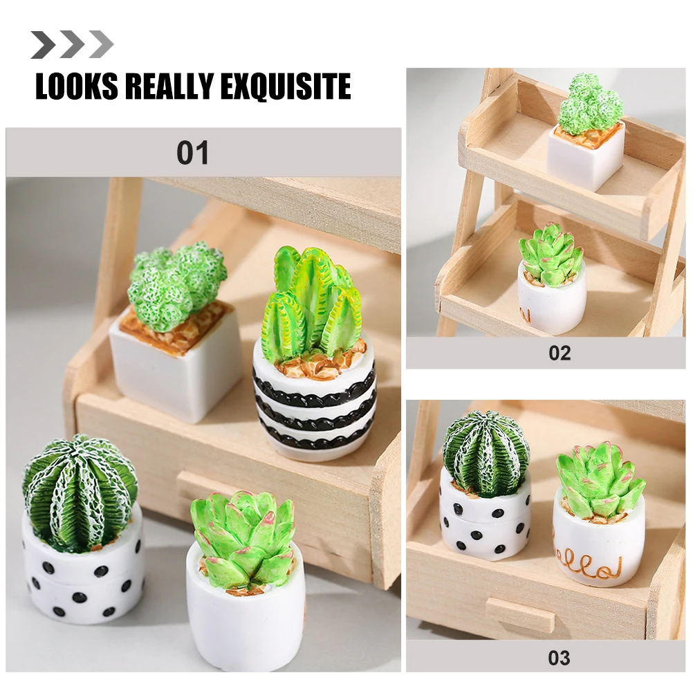 

4 Pcs Mini Simulation Cactus Ornament Small Artificial Plants Resin Minature House Accessories