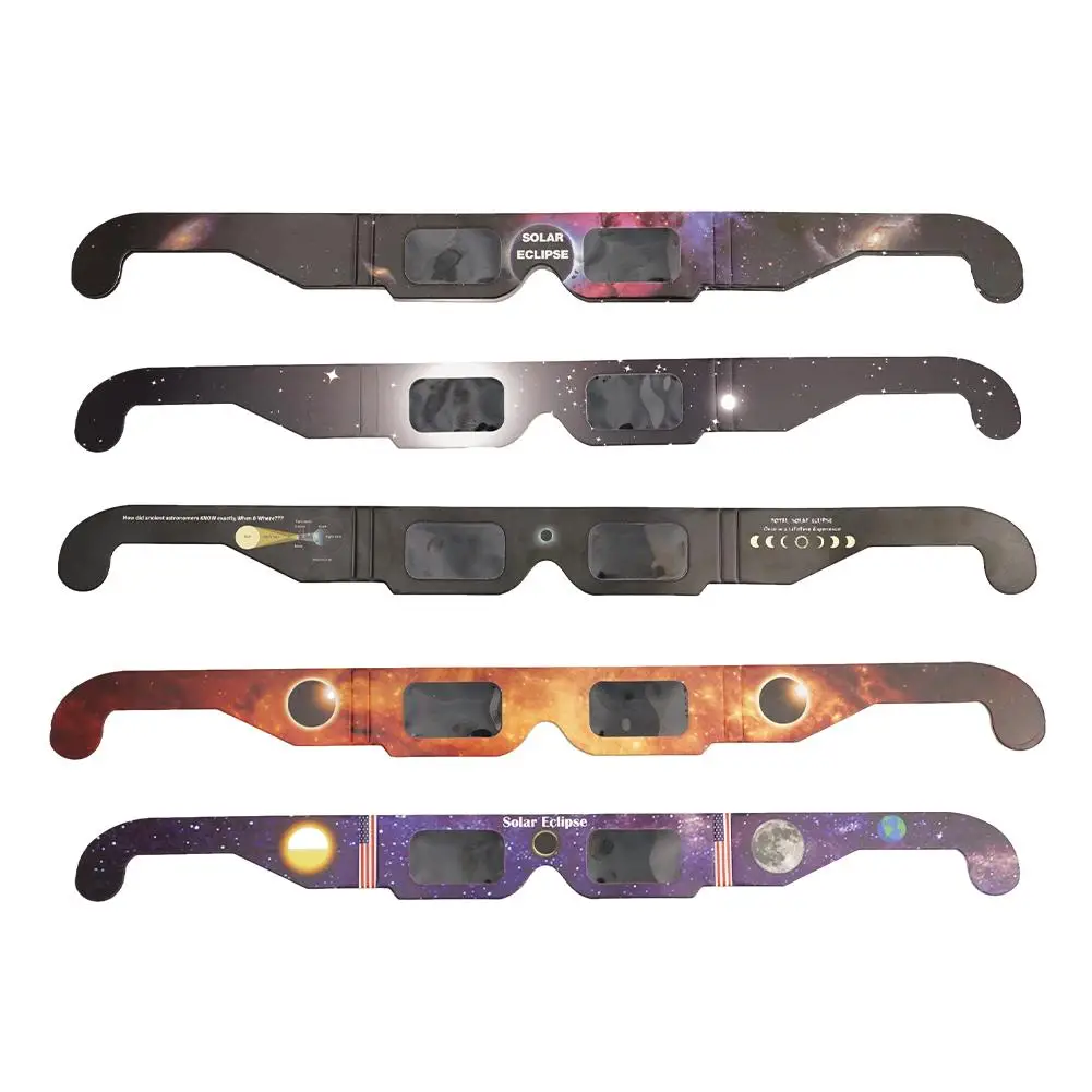 5PCS Solar Eclipse Glasses Anti-uv Glasses Safe Direct Sun Viewing Random Color Paper Frames for Adults Kids Watch Solar Eclipse image 5