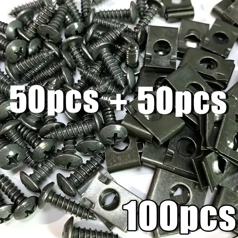 Mixed Car Motorcycles Metal Screw Tapping Fastener Clip U-Type Clip with Screw Anti-rust Protection Clip Screw Buckle Iron Sheet
