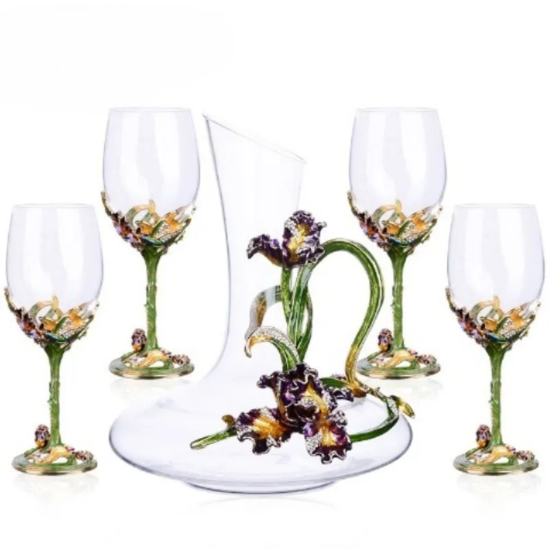 Enamel colored red wine glass glass, goblet home creativity, set European red wine glass, gift wedding gift