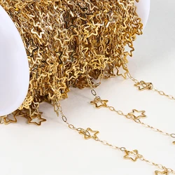 2Meters 1Meter Stainless Steel Hollowout Star Link Chain Dangle Charm Chains for Necklace Anklet Jewelry Making DIY Waterproof