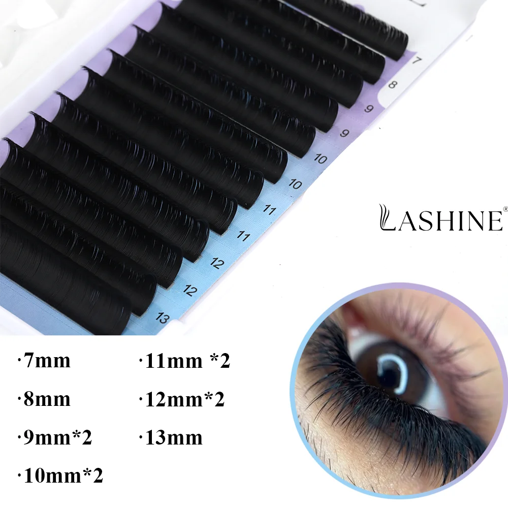 ขนตาปลอมแบบพัด Lashine Easy Fan 12 แถว ขนาด 0.07 มม. งอน D แบบผสม 7-14 มม. ให้ความหนาแน่นเร็ว ง่ายต่อการต่อขนตาแบบพัด ขนตาปลอมแบบนุ่มสไตล์รัสเซีย