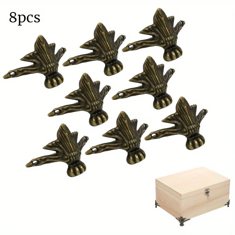 

8 шт., антикварная деревянная коробка для ног, защита для ног, угловая защита, треугольный резной декоративный кронштейн из ротанга, мебельная фурнитура, аксессуары