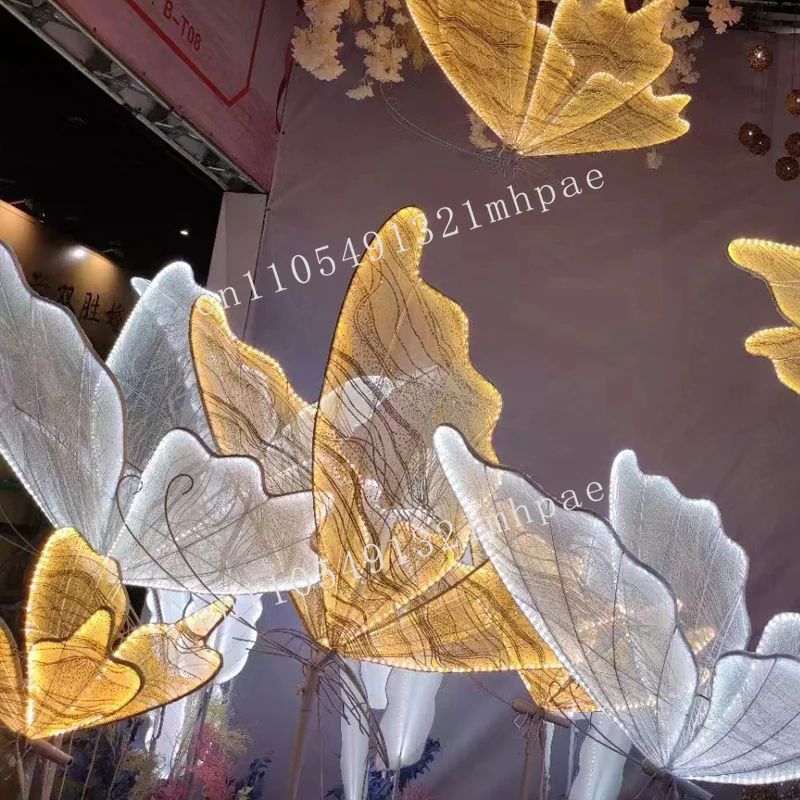 

60cm Led Butterfly Lights Wedding Background Decorative Props Luminous Butterfly Road Guide Lighting Butterfly for Party Wedding