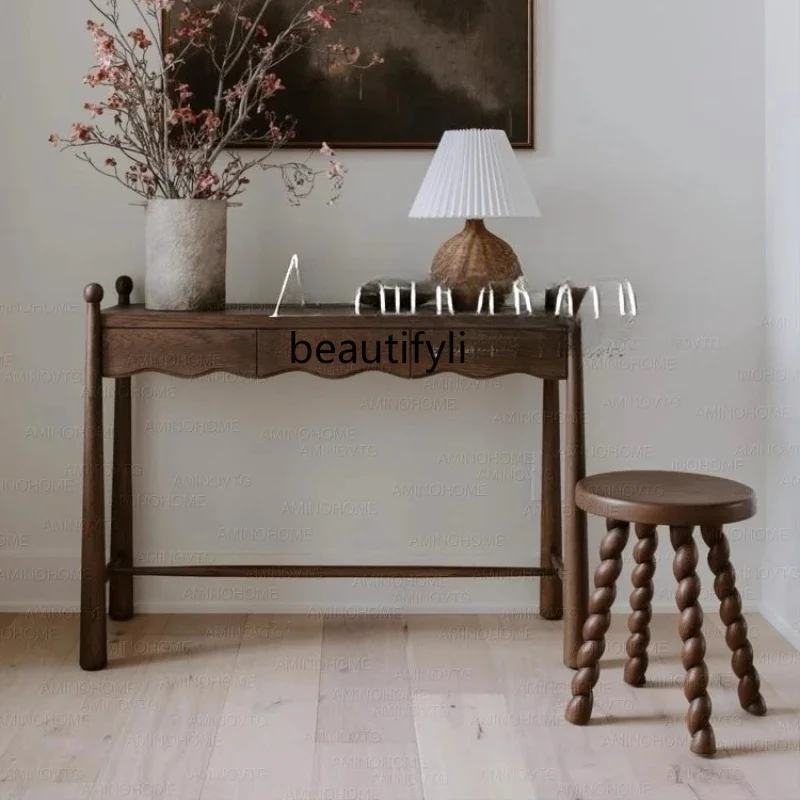 

Стол из цельного дерева в средневековом стиле, письменный стол, французский ретро-стол для макияжа для спальни, арт-стол Xuanguan 5203