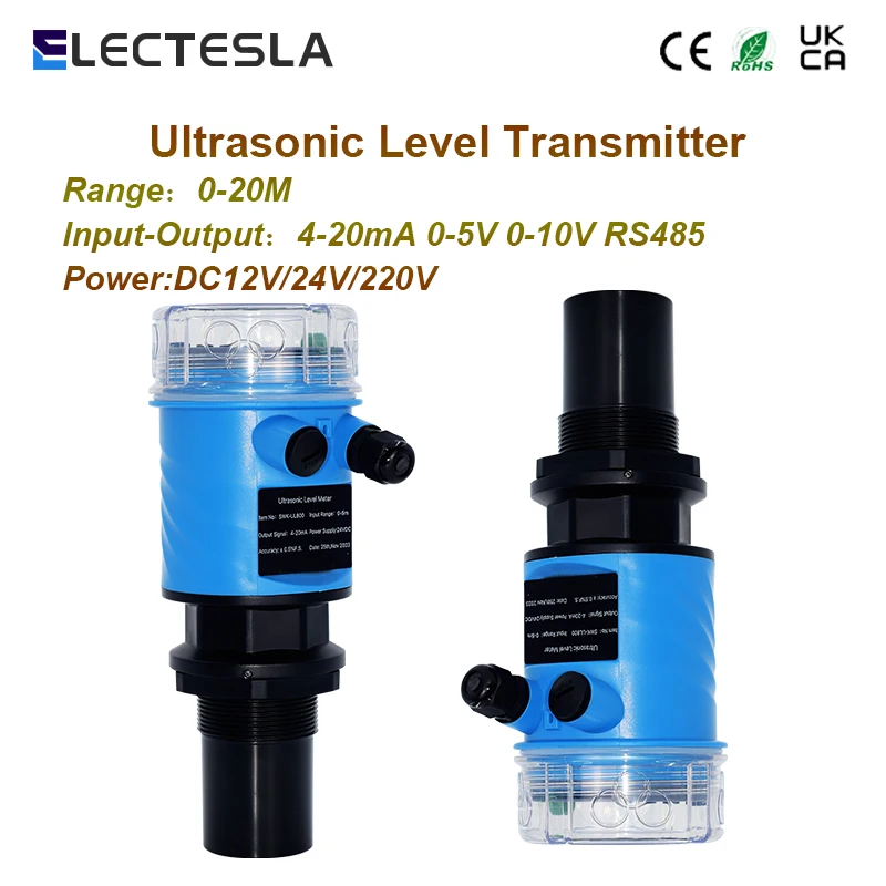 

IP68 Ultrasonic Level Meter for Tanks water level transmitter 4-20mA RS485 0-5m Transmitter DC24V Power Supply