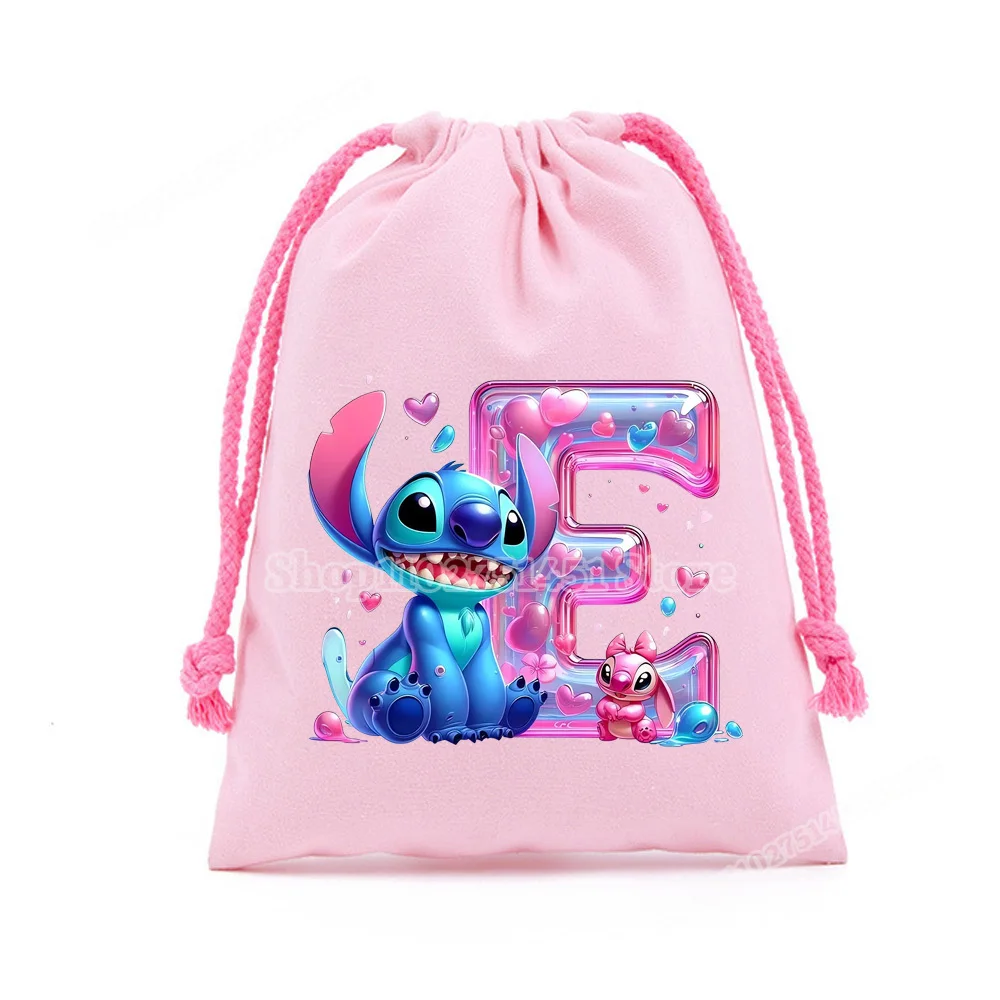 Disney Stitch Lettre A-Z Imprimer proximité wstring Sacs pour Enfants Bol Piazza Chaîne Poudres De Rangement Rose Poudres ixFaveur Cadeau Sac Coton