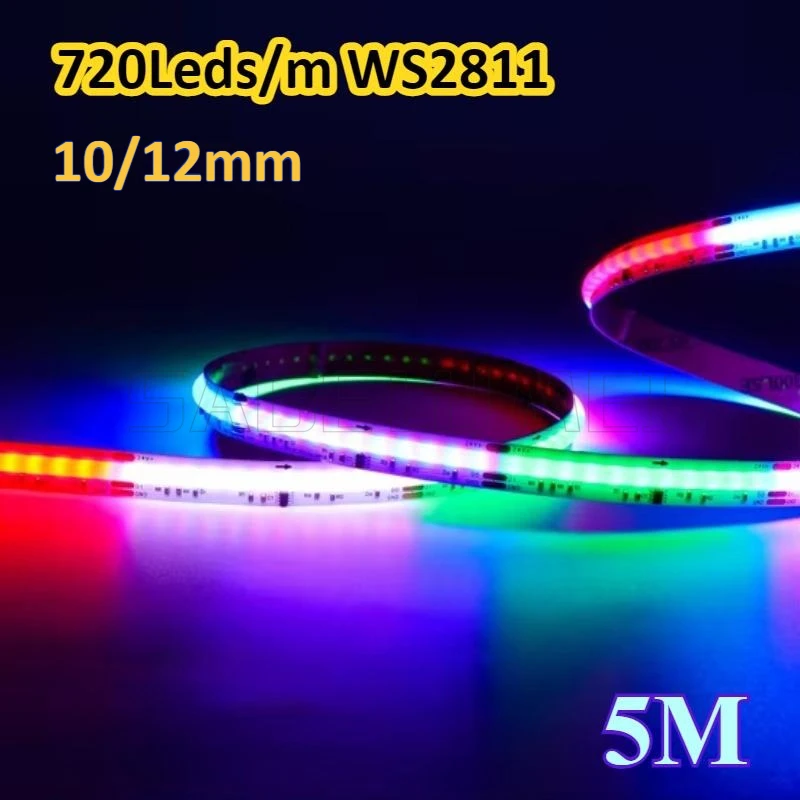 

Dream Full Color COB LED Strip Light High Density Individual Flexible Lighting DC12V 24V for Room Decor 10/12mm WS2811 720Leds/M