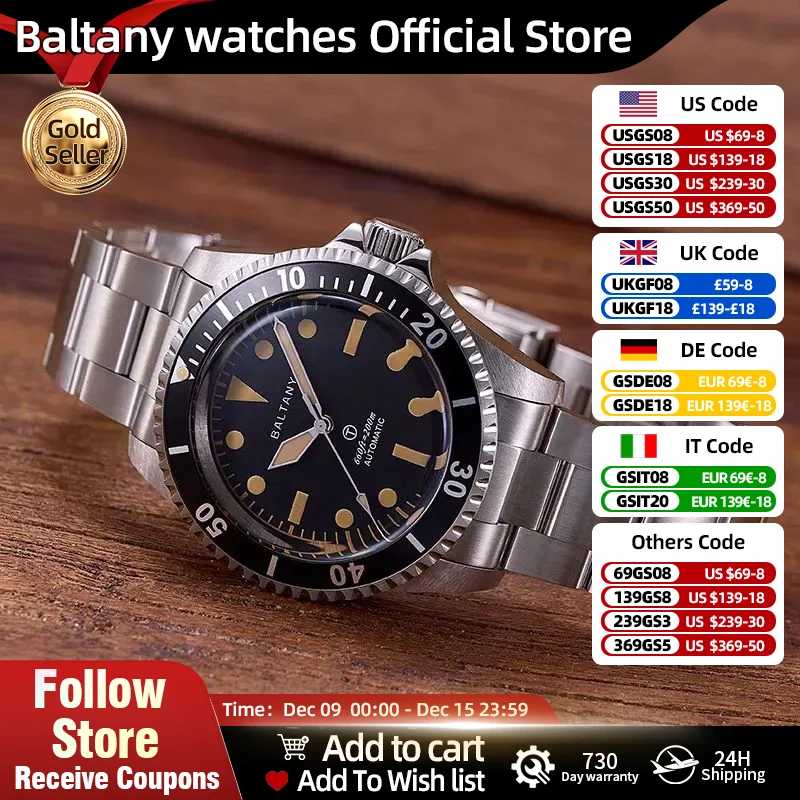 MilSubmariner Homage Diver Watch NH38 Automatic Mechanical Watch Mens S3075 20Bar Waterproof Vintage  Wristwatch 2024 New