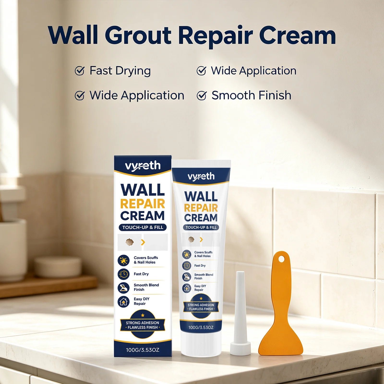 Wall Repair Cream Kit Repair Wall Defects Restore Wall Flatness Fast‑dry Wall Mending Agent DIY Home Wall Surface Filler Paste