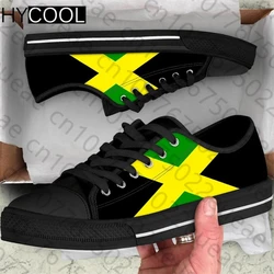 HYCOOL New Fashion Women Men Low Top Canvas Shoes Jamaica Flag Print Lace Up Lightweight Durable Walking Sneakers Zapatillas