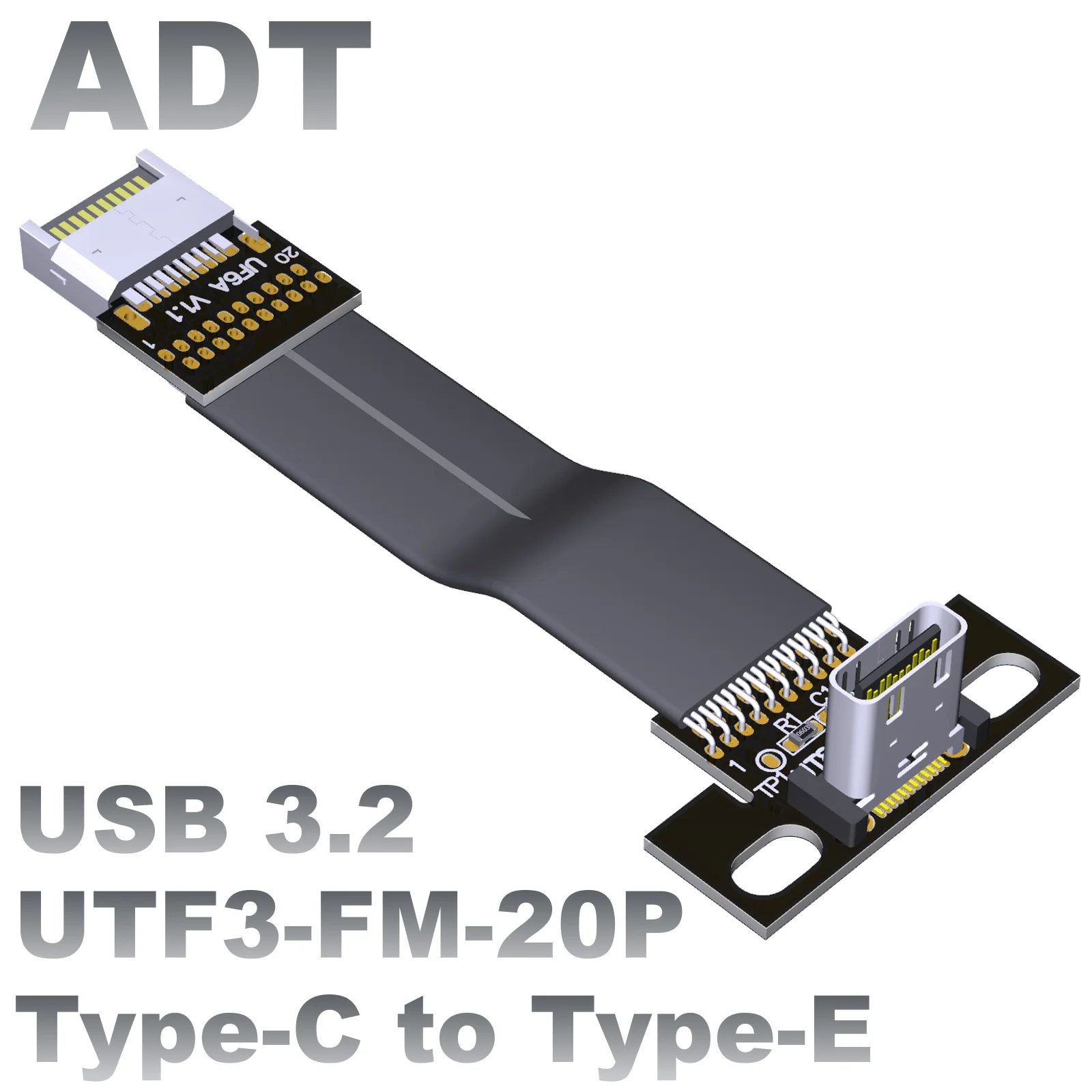 20Gbps USB 3.1 3.2 Type-E Male To USB3.2 Type-C Female Gen2x2 Data Sync & Charge Extension Cable Type C Cord Flat Cable