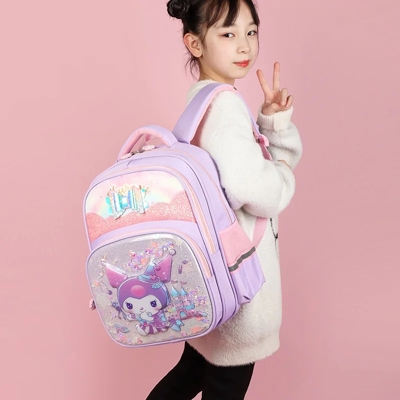 Kindergarten School Girls Shoulder Bags and Schoolbag Reduce Burden Backpacks Sanrio Kuromi My Melody Hello Kitty Kids Kawaii