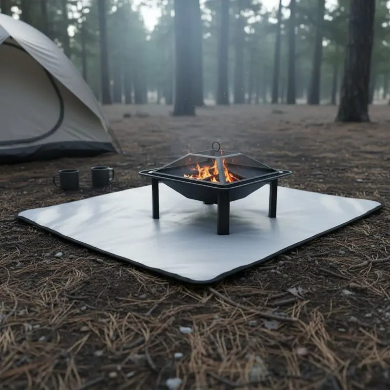 Fireproof Grill Mat Flame Retardant Fire Base Mat Fire Base Pad Sturdy BBQ Deck Protector Foldable for Campers, Barbecues view 5