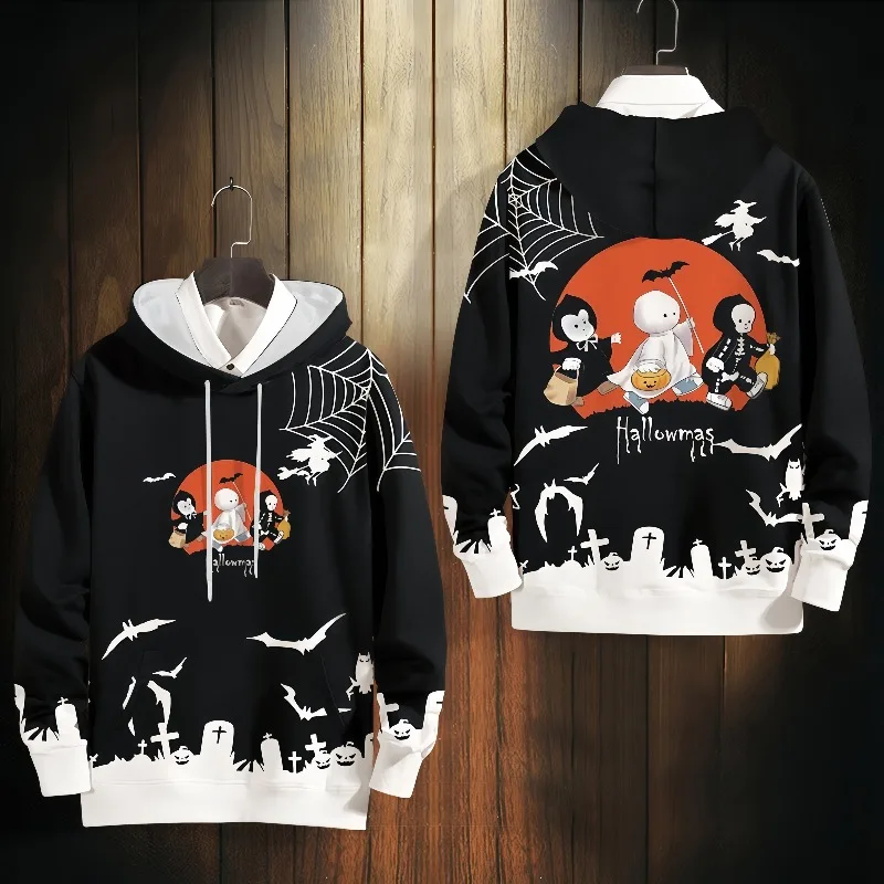 

Halloween Skull Witch Bat 3D Printed Hoodie Autumn New Style Unisex Loose and Versatile Casual Quick Drying Top Trendy