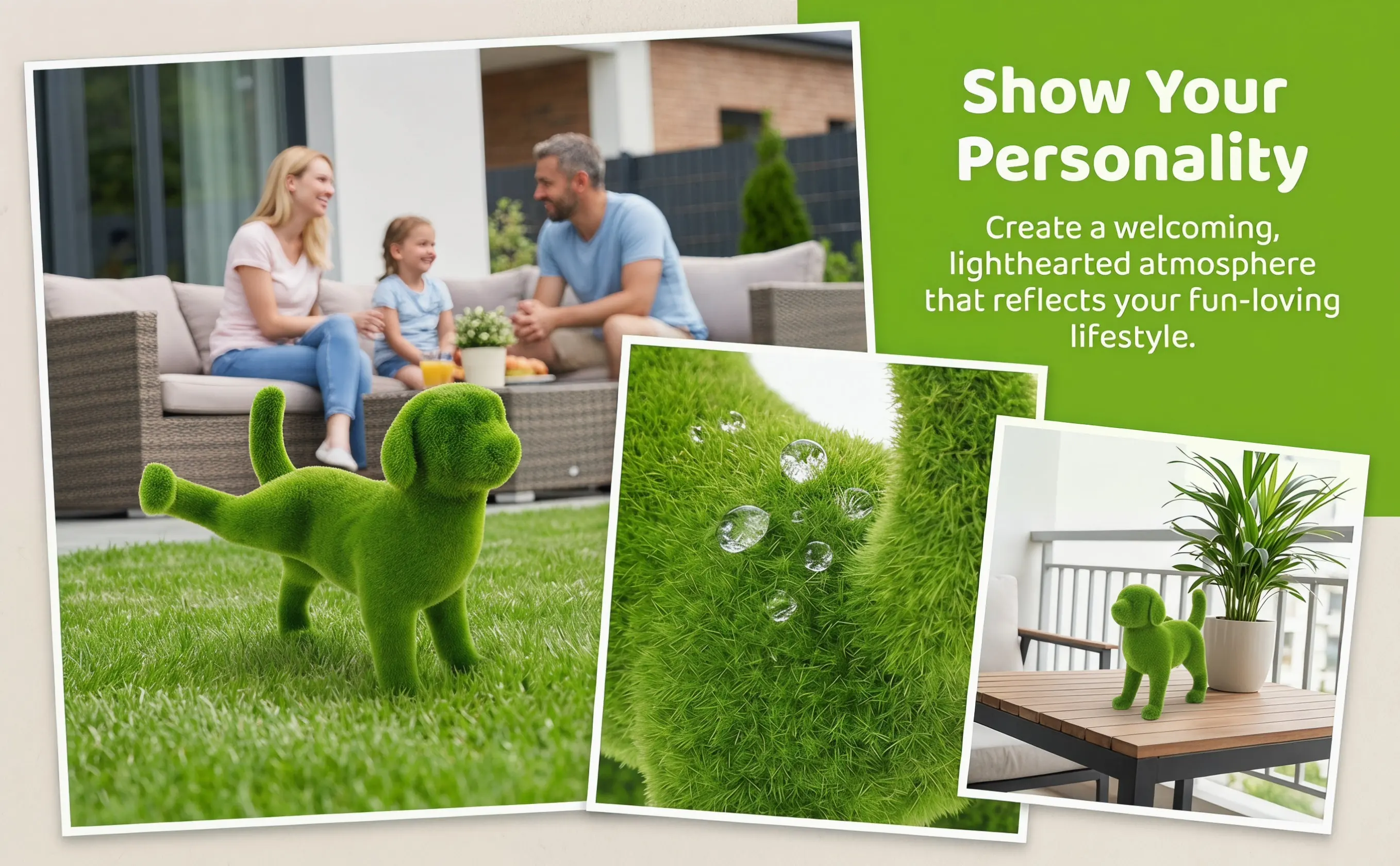 Artificial Grass Dog Statue For Outdoor Lawn Decor Garden Green Flocking European Style Lifelike Courtyard